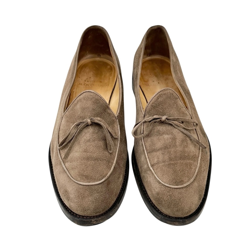 Sutor Mantellassi Gray Brown Suede Leather Driving Shoes Slip On Loafers